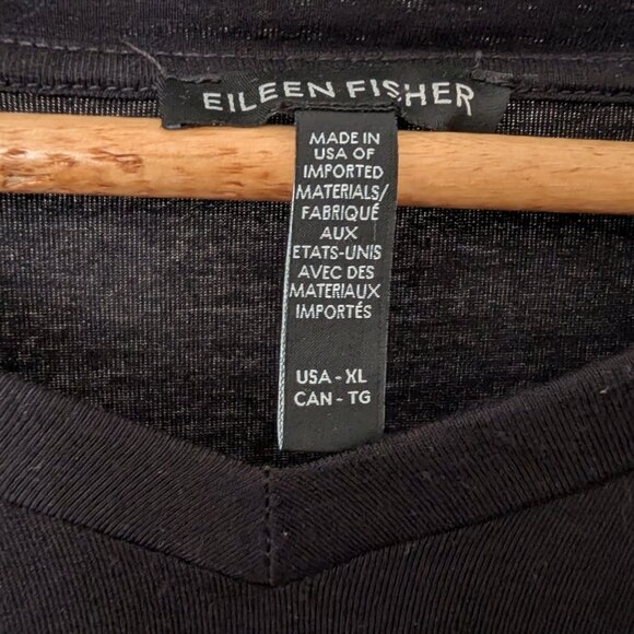 Eileen Fisher Women's Loose Light Boxy V Neck Jersey Top Black XL EUC - Picture 3 of 5